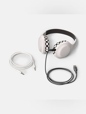 Wireless Built-In-Microphone Headphones - heyday™ Brown Checkered: On-Ear, USB-C